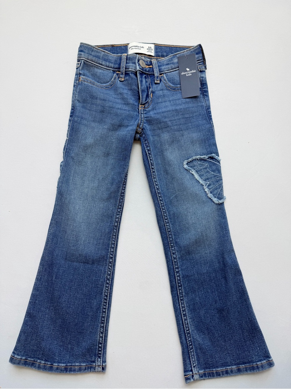 abercrombie kids Blue Boot Cut Jeans with Butterfly Patch